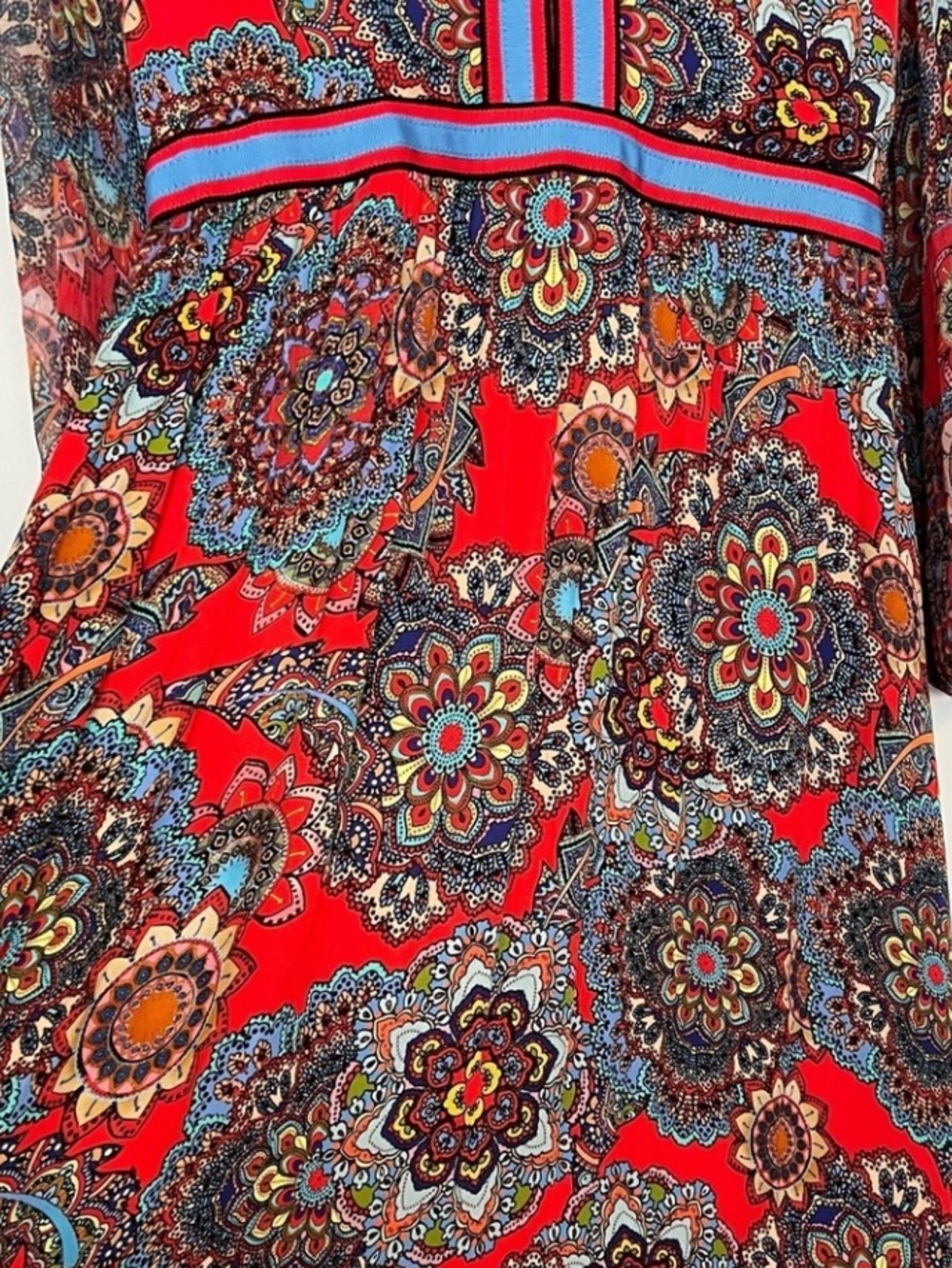Alice + Olivia Jaida Ember Deep V Maxi Dress Poppy Multi 6 - Picture 5 of 10